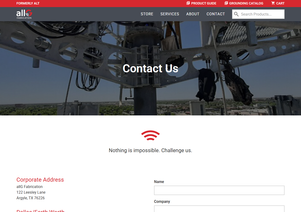 After — allG contact page