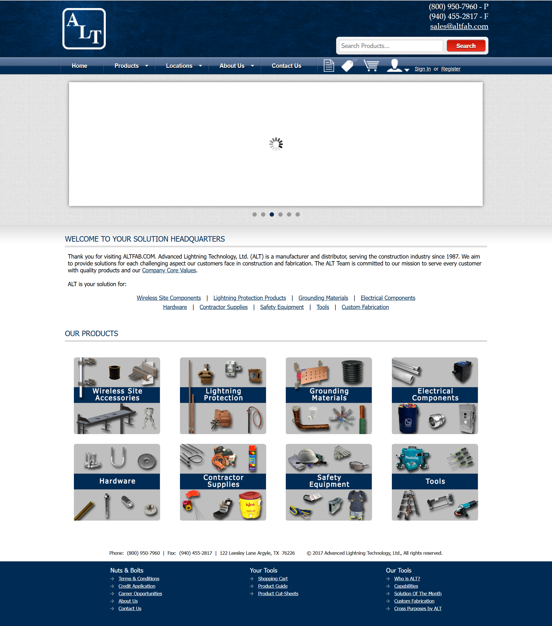 Before — the ALT Fab home page (2017)