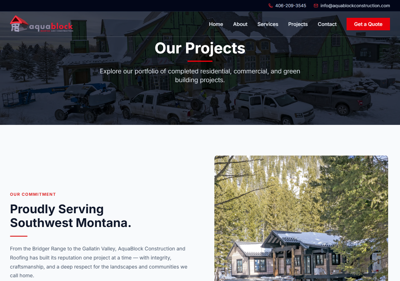 The projects page — the work does the selling