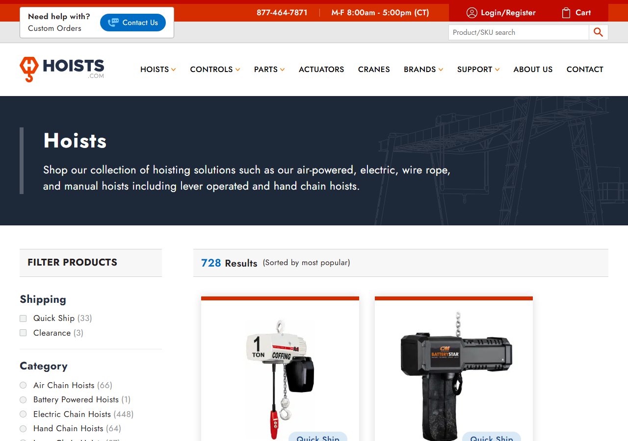 The catalog today — 728 products under the five-tier hierarchy